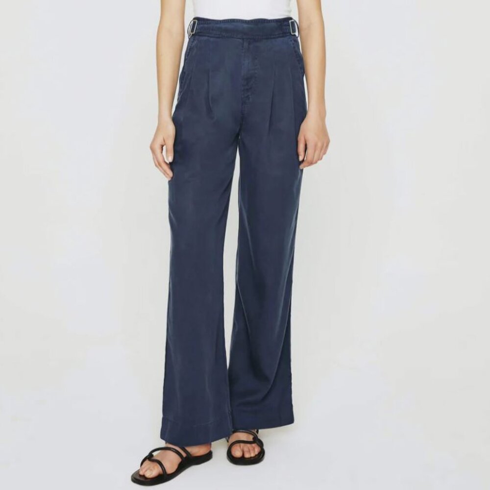 AG Double Pleats Wide Leg Trouser, Size 31 Large, Navy Blue, New with Tag